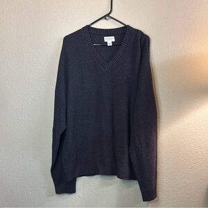 New Arizona Sweater Men’s Charcoal Black V-Neck Casual Knit Preppy Classic Sz XL